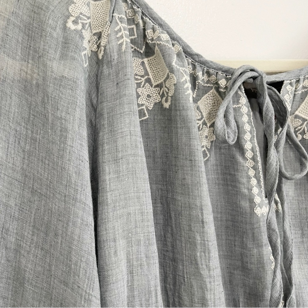 NWT Vince Camuto Embroidered Floral Chambray Dress Zen Bloom XL - Picture 5 of 8